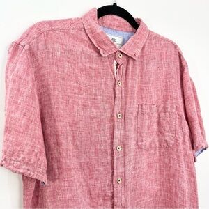 Report Collection Resort 100% linen red short sleeve top L